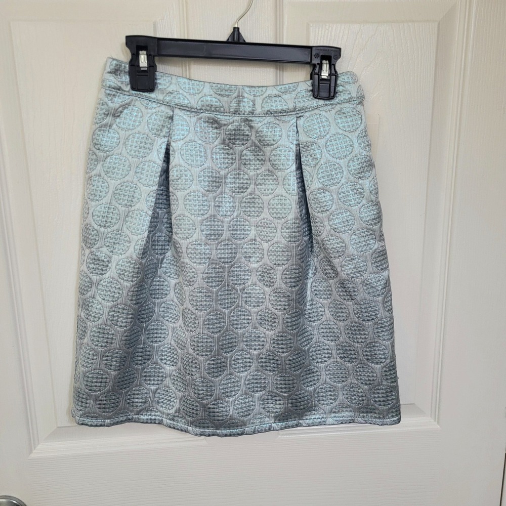KC Parker Girls Metallic Blue Jacquard Circle Pleated Skirt Size 12 NWT